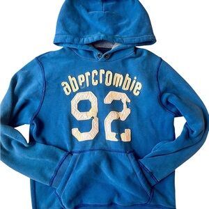 Abercrombie & Fitch Mens Hoodie in Blue with Cream Accents